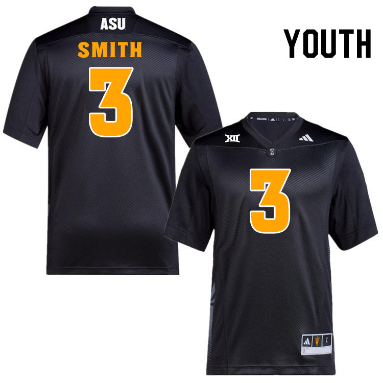 Youth #3 Clayton Smith Arizona State Sun Devils College Football Jerseys Stitched-Black